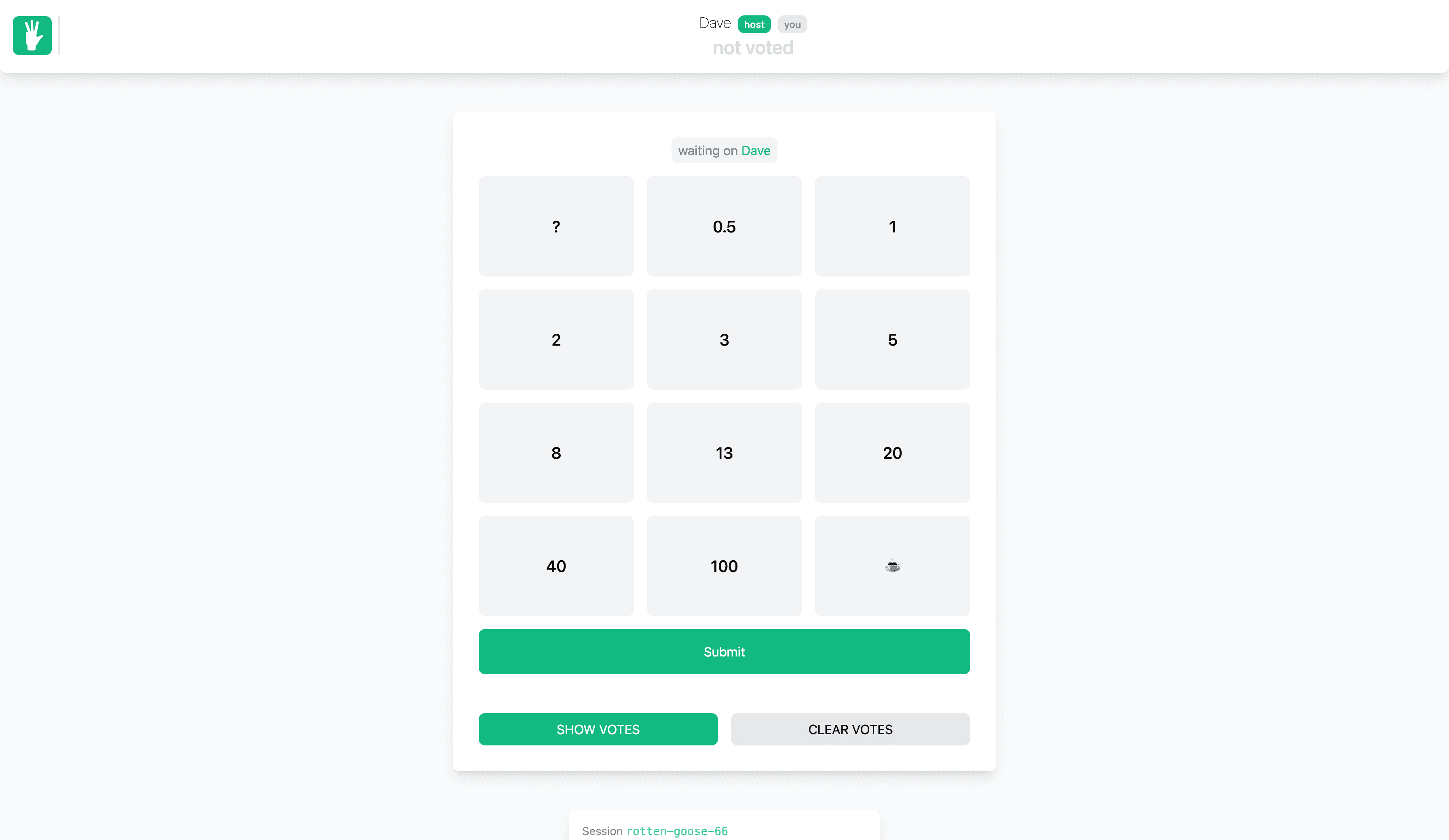 Screenshot of grid where a user can select an effort they think a task should be